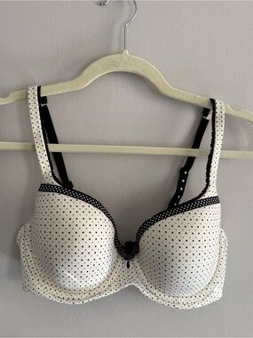 Victoria's Secret White Black Polka Dot Demi Push Up Bra 34D